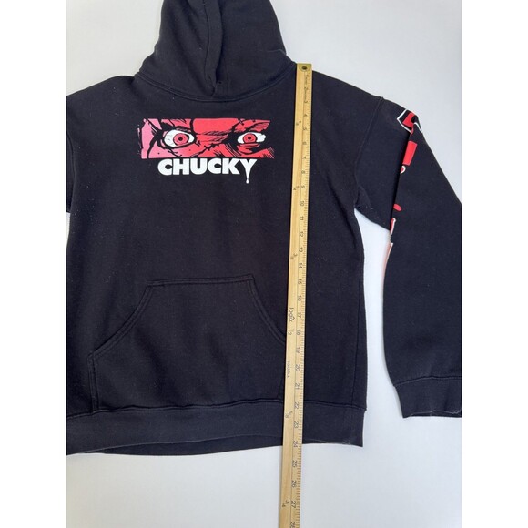 Chucky Hoodie Lets Be Friends Unisex Small Black Halloween Childs Play Cult Goth - Picture 5 of 6